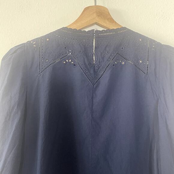 DEREK LAM 10 CROSBY NAVY BLUE EMBROIDERED  SHORT  DRESS SIZE 2 - Picture 8 of 10